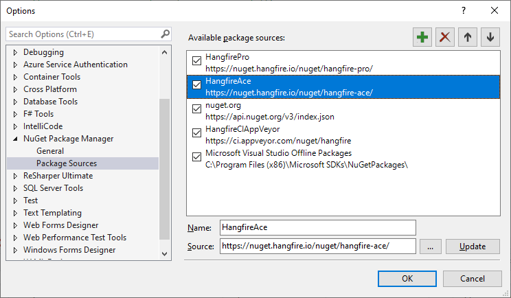 Package Manager Settings Window