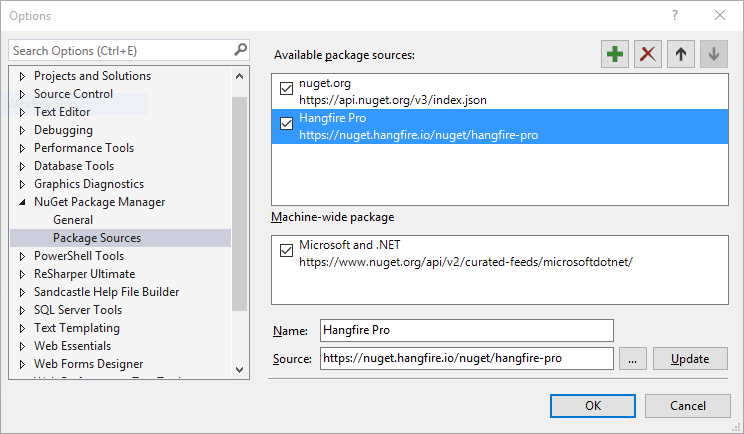 Package Manager Settings Window