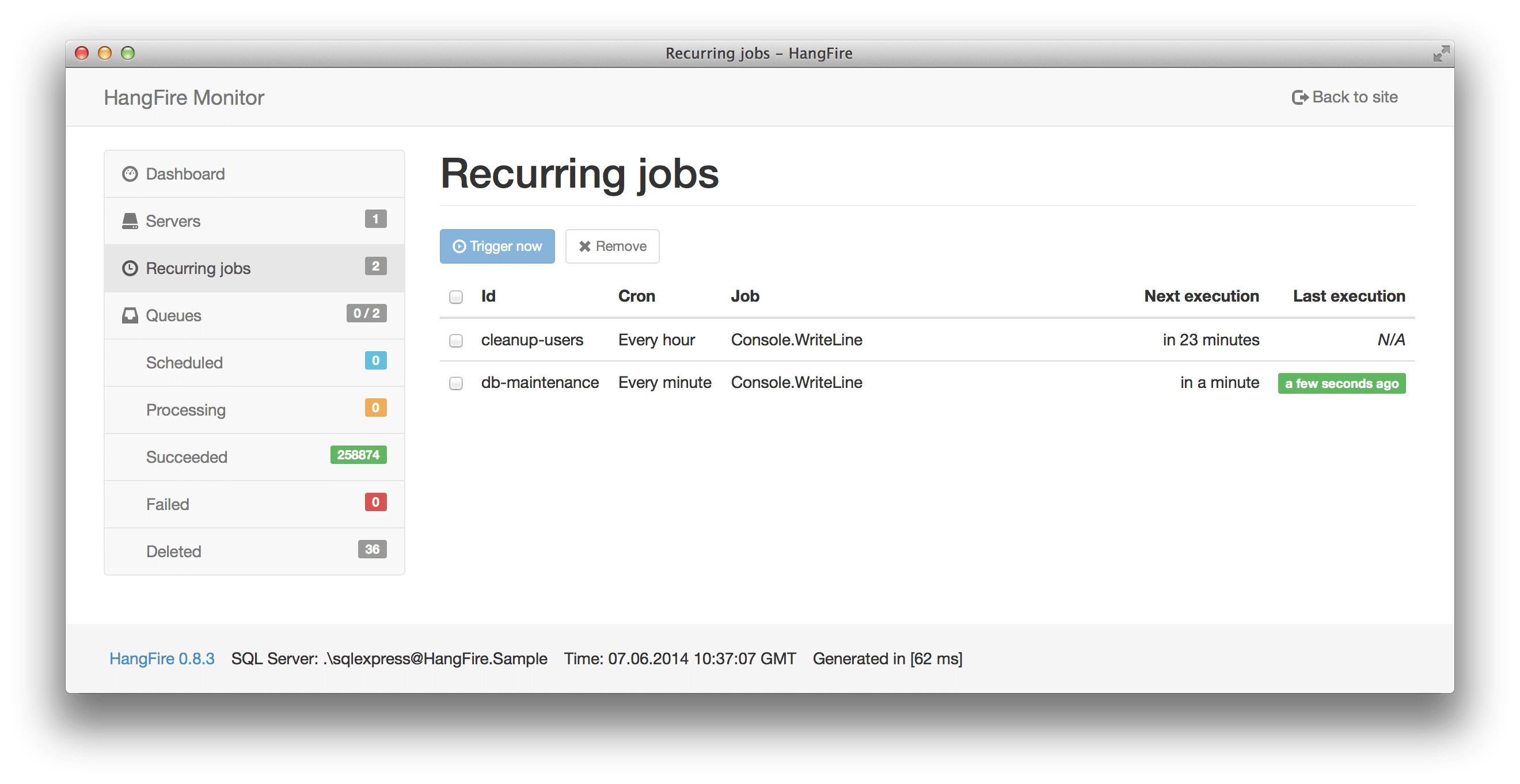 Recurring jobs